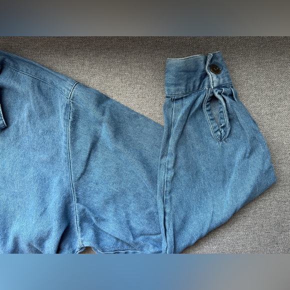 Vintage Koret City Blues Denim Flower Embroidered Long Sleeve Button Down Shirt - Picture 6 of 6